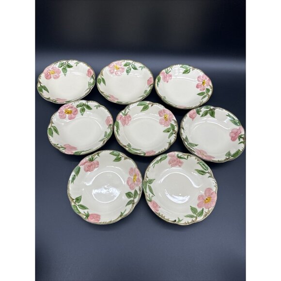 Vintage Franciscan Desert Rose 5” Berry Fruit Dessert Bowl Set Of 8 Pink EUC - Picture 1 of 14